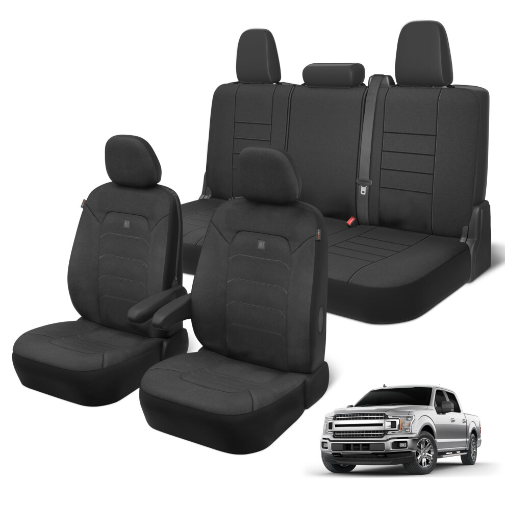 Neoprene Advantage Full Seat Cover Set - Waterproof Front And Rear Bench Seat Covers For Trucks Suvs And Vans Protective Neoprene Material With Un 826942170966