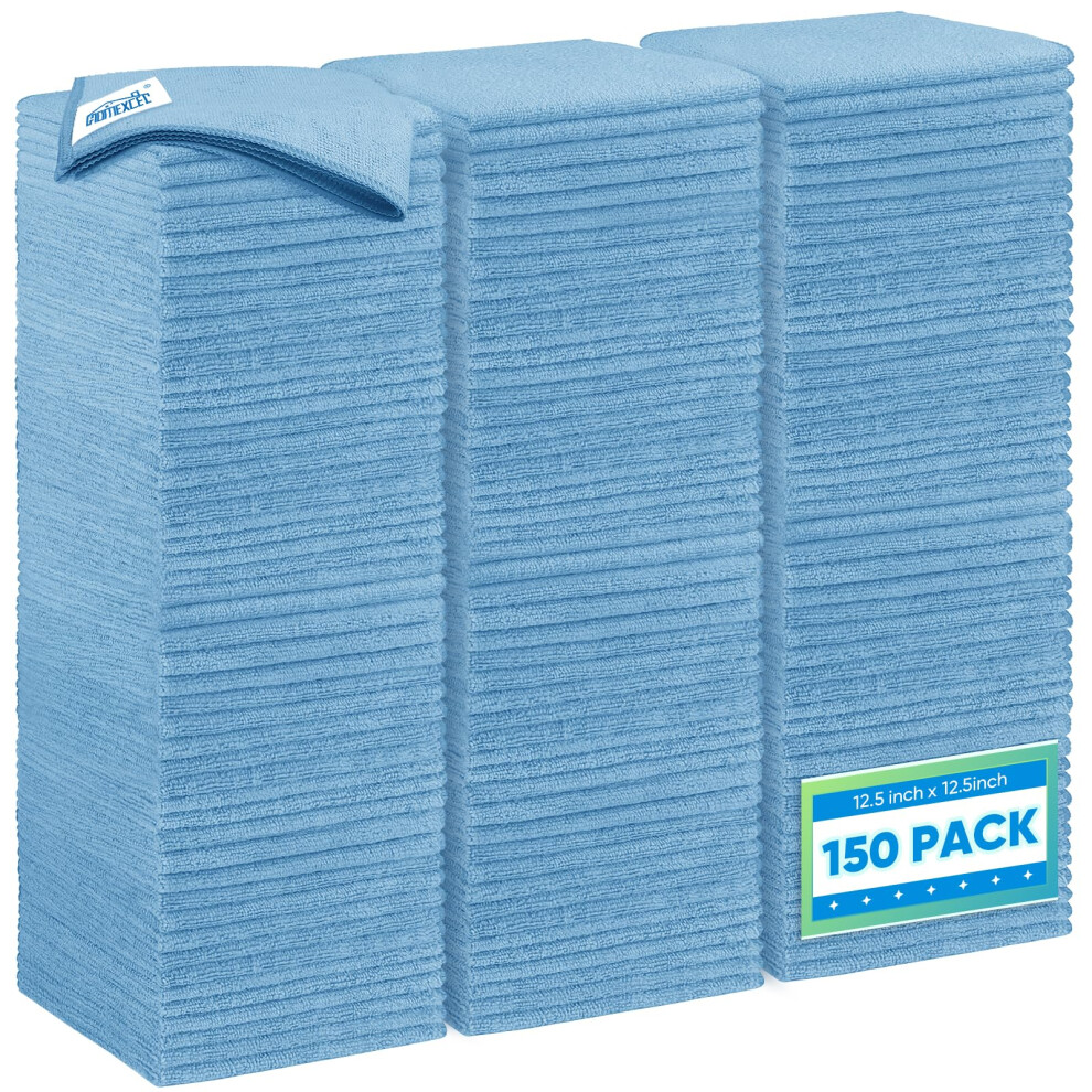 Homexcel Microfiber Cleaning Cloth 150 Pack 12.5 X 12.5 Inch Microfiber Towels For Cars Ultra Absorbent Car Washing Cloth Lint Free Streak Fr Blue 6974528214727
