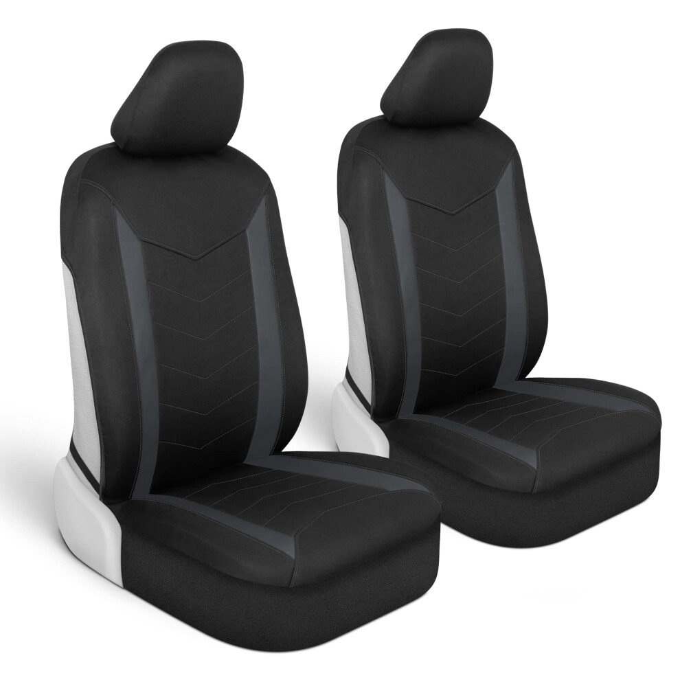 Motor Trend Spillguard 2 Charcoal Seat Covers For Cars & Seat Covers For Trucks - Neoprene Waterproof Car Seat Covers Front Seats Only - Suv Sea Gray 826942184321