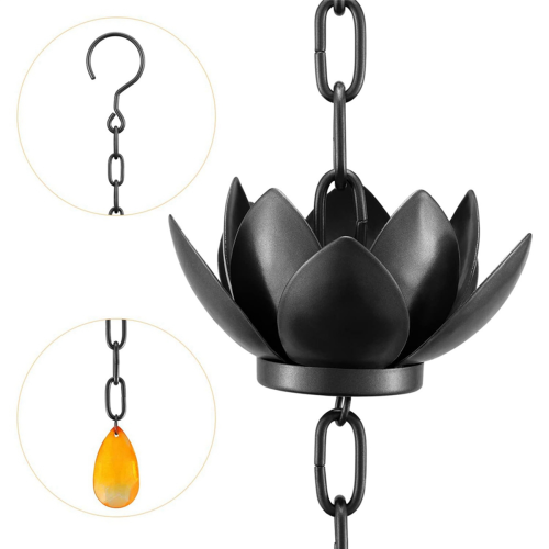 Lotus Rain Catcher Chain for Cups to Gutter Downspout 2