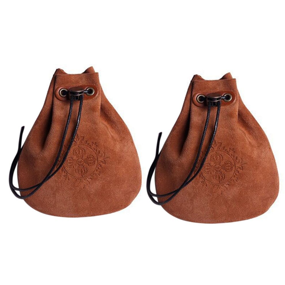 Spactz Outdoor Leather Coin Purse Bag Drawstring Pouch Calabash