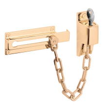 Garde de porte à chaîne Prime-Line U 9912 avec clé, 3-1/4 po, construction en acier et zamak, finition laiton brillant