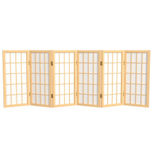 Pantalla Shoji de panel de ventana de escritorio corto de 2 pies - Natural - 6 paneles