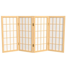 2 Fuß kurzer Shoji-Bildschirm mit Fensterscheibe für den Schreibtisch – Natur – 4 Paneele