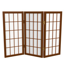 2 fot Shoji-skrm med kort skrivbordsfnster - valnt - 3 paneler