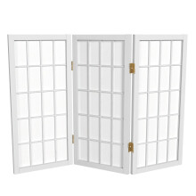 2 fot Shoji-skrm med kort skrivbordsfnster - Vit - 3 paneler