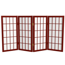 2 fot Shoji-skrm med kort skrivbordsfnster - Rosewood - 4 paneler