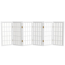 Pantalla Shoji de panel de ventana de escritorio corto de 2 pies - Blanco - 6 paneles