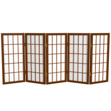 Pantalla Shoji de panel de ventana de escritorio corto de 2 pies - Nogal - 5 paneles