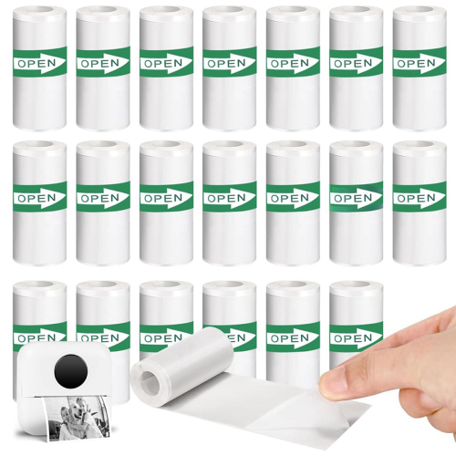 20PCS Mini Printer Paper, Self-Adhesive, Black on White, 5.7 x 2.5cm 2