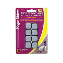 Magic Sliders Glissire de sol en plastique, carr gris, 1 po L x 1 po L, paquet de 8 autocollants