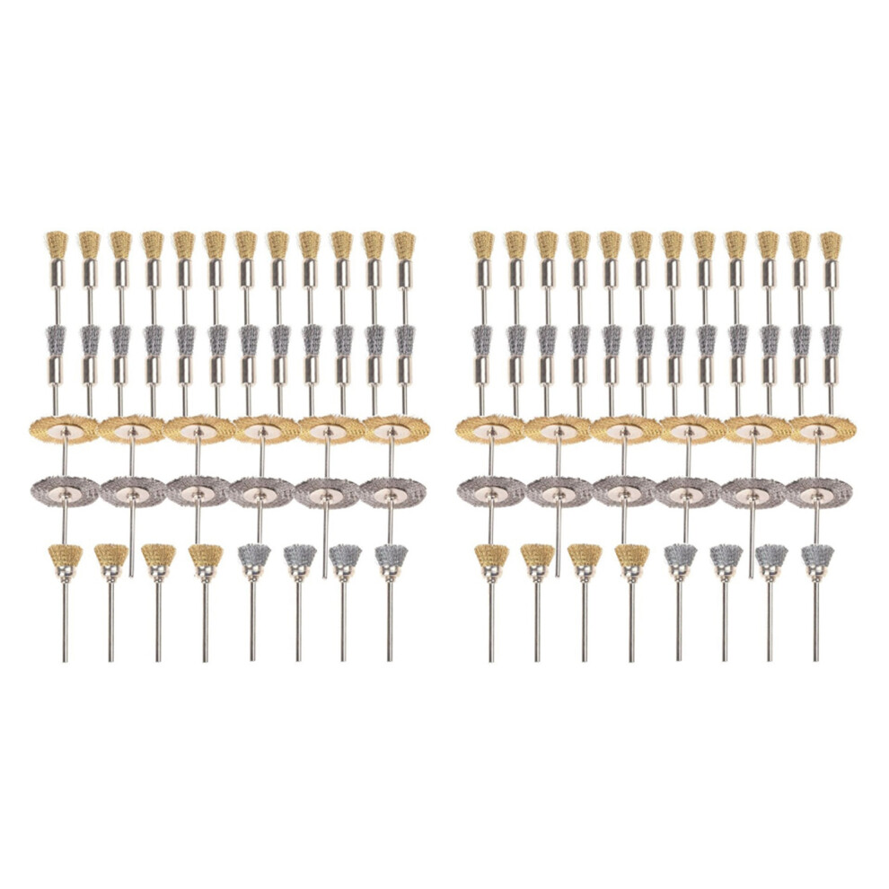 88 Pieces Mini Wire Brush Wheel Cup Brass Steel Set 4851175093573