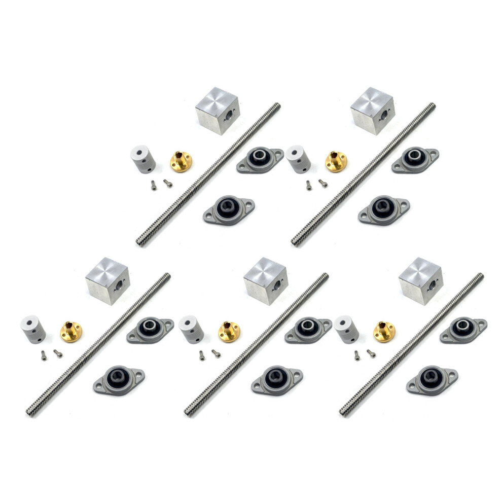 1Set 200Mm Length 8Mm Dia Vertical 2Mm Lead Screw Rod Silver Spactz