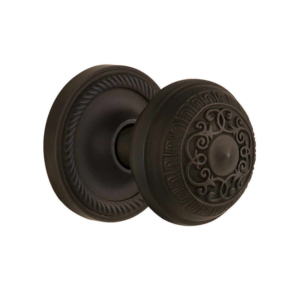 Nostalgic Warehouse Rope Rosette With Egg & Dart Knob Privacy - 2.375"""" Oil-Rubbed Bronze 640697025520