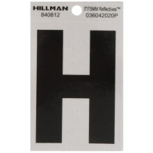 The Hillman Group 841812 3-tommer bogstav H reflekterende firkantet sk?ret Mylar sort p? s?lv