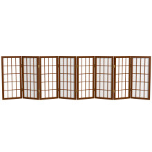 Pantalla Shoji de panel de ventana de escritorio corto de 2 pies - Nogal - 8 paneles