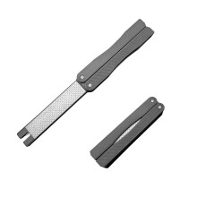 Knife Sharpener Outdoor Foldable Manual Dual-Sided Diamond Steel Sharpener for Camping and Hiking Gear