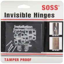 SOSS - 100CUS26D Mortise Mount Invisible Hinges with 4 Holes Zinc Satin Chrome Finish 1"""" Leaf Height 3/8"""" Leaf Width 15/32"""" Leaf Thickness 5
