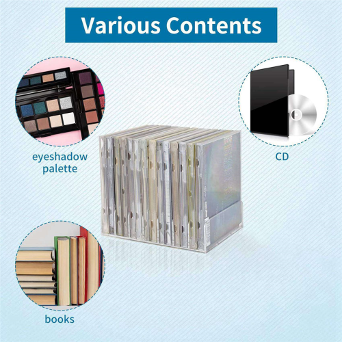 4 Pcs Clear Acrylic CD Holder with Tackable DVD Display Rack 2
