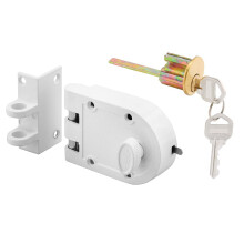 Prime-Line U 9971 Jimmy-Resistant Deadlock Diecast White Angle Strike Single Cylinder (Single Pack)