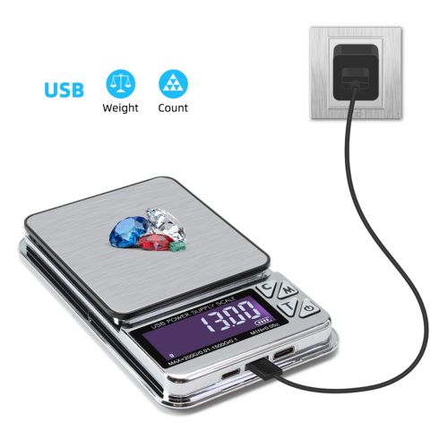 High Scale, 1000GX0.01G Digital LCD Stainless USB Charge 2