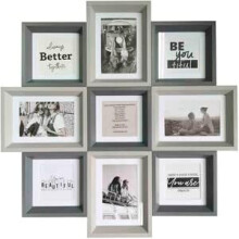 Leven Pewter Grey Blocky 9 Photo Frame 58Cm