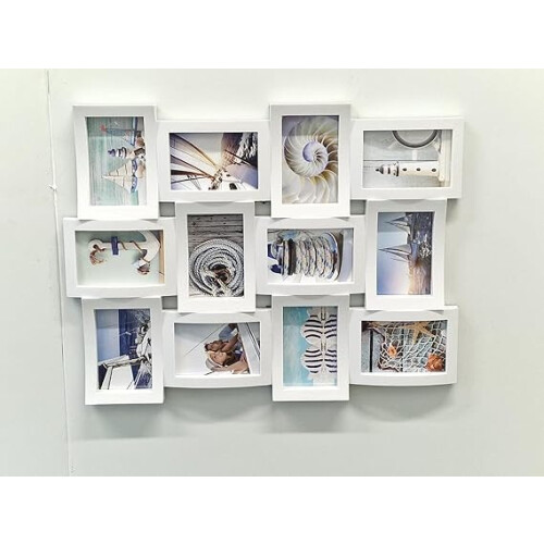 White Glass 12 Collage Photo 6x4'' Frame 60x45Cm