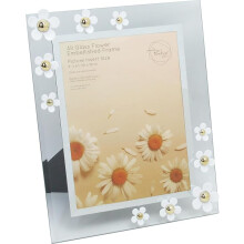 Flower Embellished White Photo 6x8'' Frame 25x20Cm