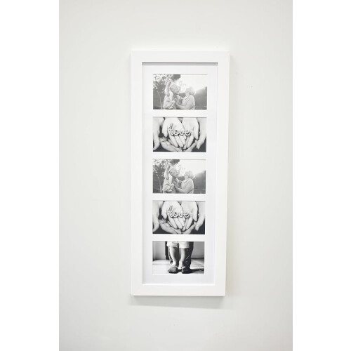 White Collage 5 Photo 6x4'' Frame 26x65Cm