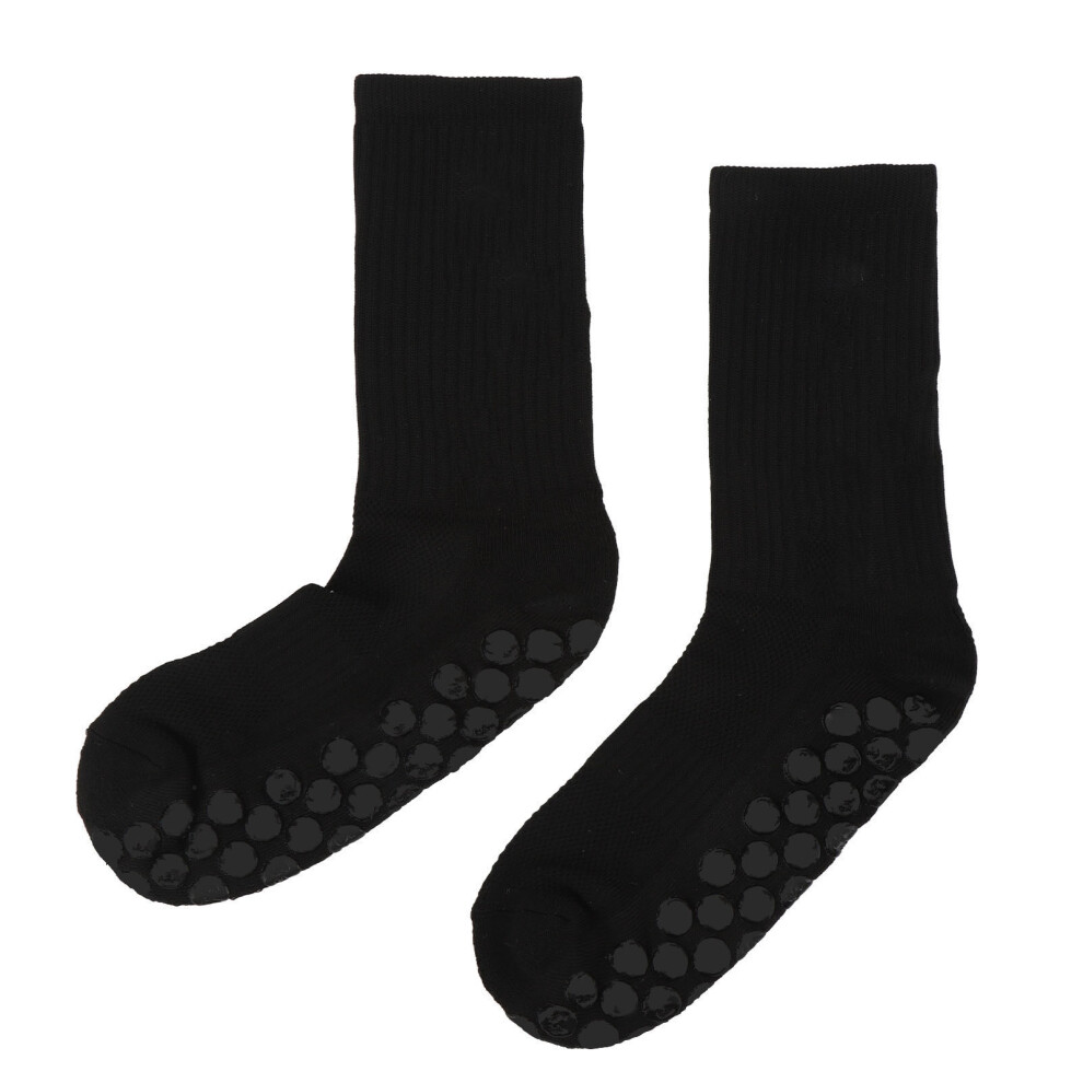 Black 3Pairs Non Skid Crew Grippy Socks Breathable