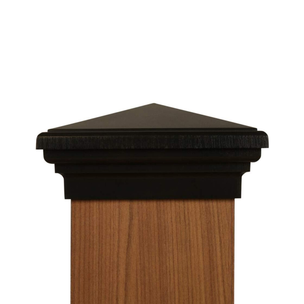 6X6 Post Cap (5.5") (Case Of 14) | Black New England Pyramid Style Square Top For Outdoor Fences, Mailboxes & Decks 091037493606
