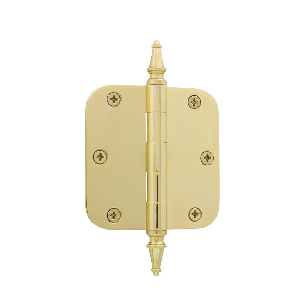 Grandeur Hardware 812194 3.5"""" Steeple Tip Residential Hinge With 5/8"""" Radius Corners 3.5"""" X 3.5"""" Polished Brass 662972121949