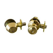 Design House 728329 Terrace 6Way Universal Entry Door Knob and Single Cylinder Deadbolt Polished Brass