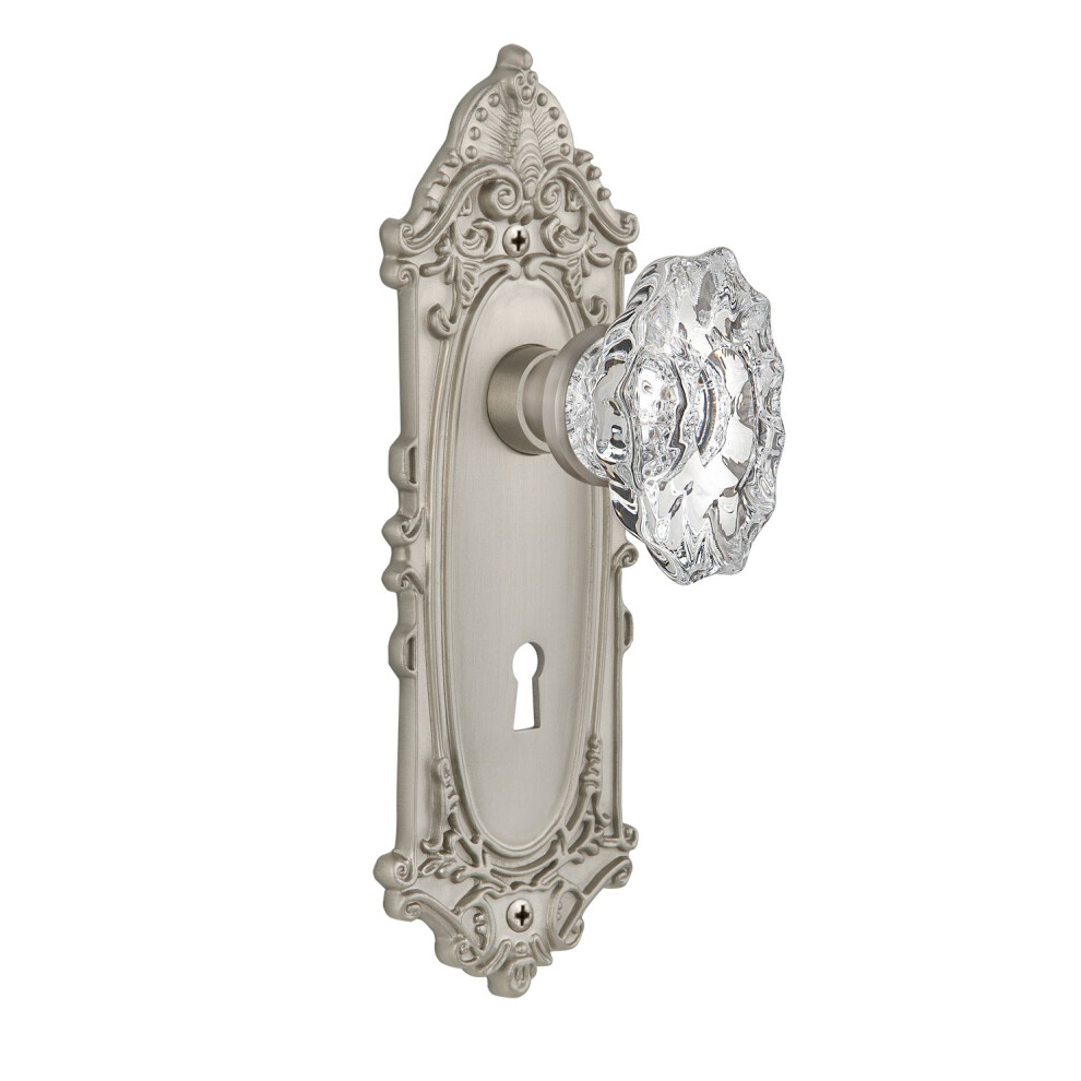 Photos - Door Handle Nostalgic Warehouse Victorian Plate with Keyhole Chateau Knob Single Dummy Satin Nickel 713803