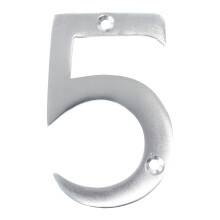 RCH Hardware 2275SC075 | Solid Brass 3"""" Tall House Number 5 Satin Chrome Matte Silver Matching Screws Included