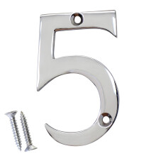 RCH Hardware 2275CP075 Numro de maison 3 hauts en laiton massif 5 Chrome poli Argent brillant Vis assorties incluses