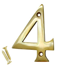 RCH hardware 2274PB075 | Solid messing 3"""" h?j hus nummer 4 poleret messing skinnende guld matchende skruer inkluderet