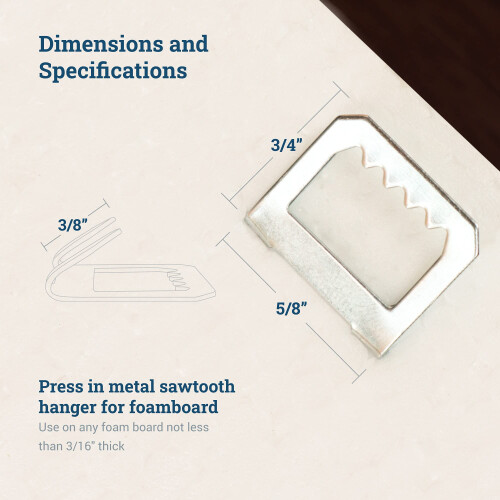 Cabides para placas de espuma dente de serra de metal - pacote com 100 - cabide Foamcore 1
