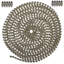 10 Foot Length Ball Chain Number 6 Size Nickel Plated Steel & 10 Matching Connectors