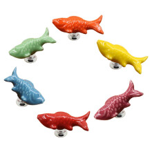 EleCharm Ayygift 6 peas criativas fofas de peixe armrio puxadores de porta puxadores de gaveta armrio de cermica