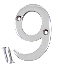 RCH Hardware 2279CP075 | Masivn mosaz 3"""" vysok domovn cslo 9 leten chrom leskl strbrn odpovdajc rouby jsou soucst dodvky