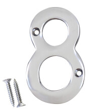 RCH Hardware 2278CP075 Laiton massif 3 grands numro de maison 8 Chrome poli Argent brillant Vis assorties incluses