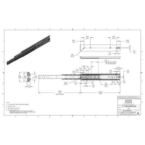Hardware TCH Corredias de gaveta de ao para servio pesado de 14 polegadas e 250 lb - 3/4"""" de largura - extenso total com deslocamento excess 1