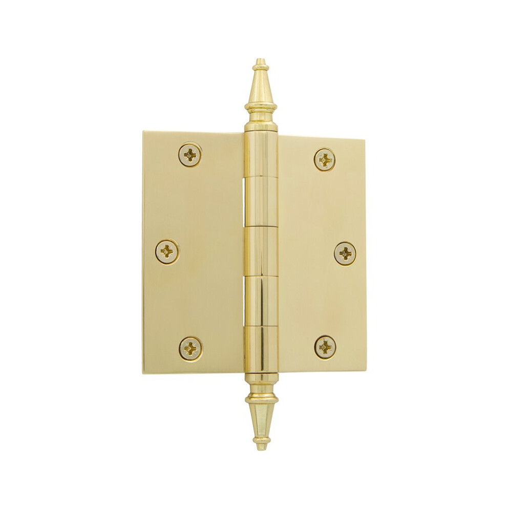 Grandeur Hardware 813023 3.5Steeple Tip Residential Hinge With Square Corners In Unlacquered Brass 3.5X 3.5 662972130231