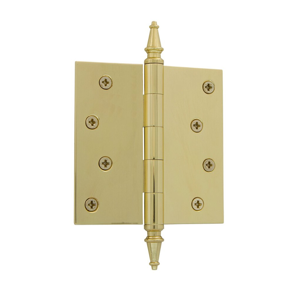 Grandeur Hardware 813060 4"""" Steeple Tip Residential Hinge With Square Corners In Polished Brass 4"""" X 4"""" 662972130606