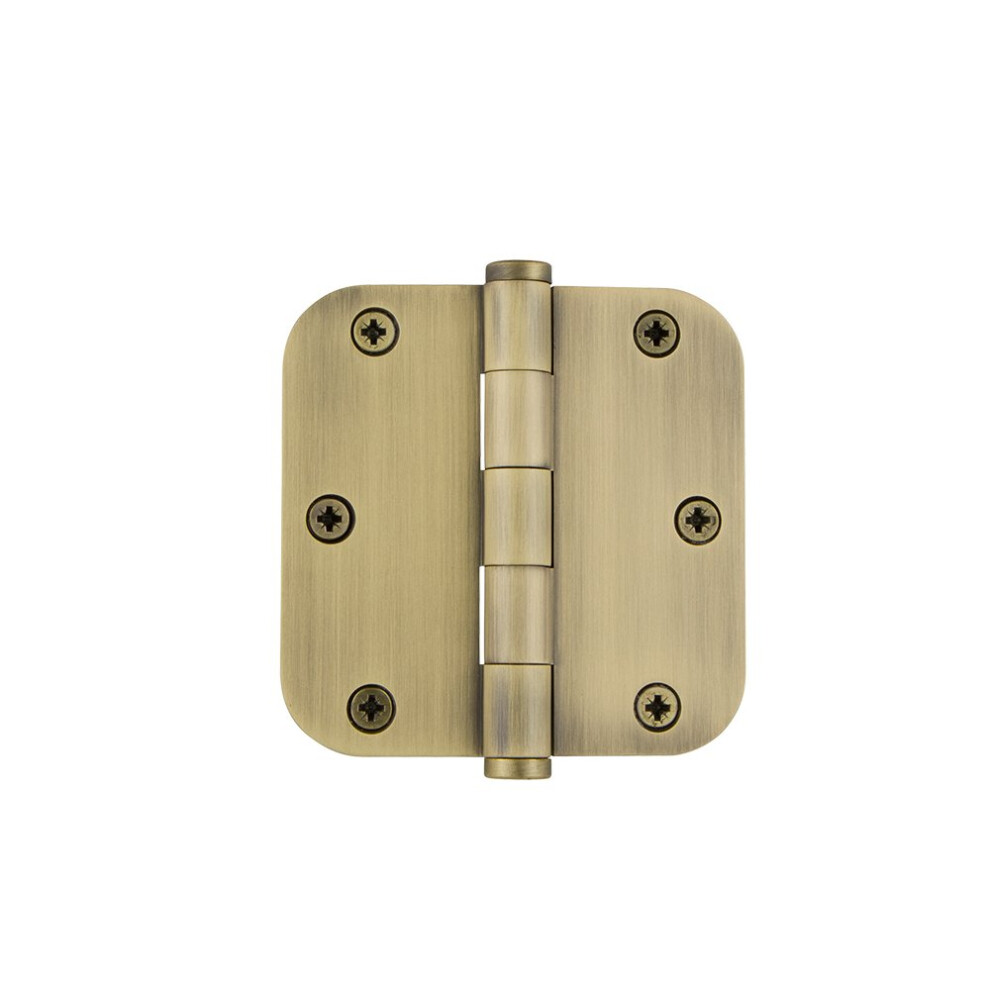 Grandeur Hardware 819961 3.5Button Tip Residential Hinge With 58Radius Corners In Vintage Brass 3.5X 3.5 662972199610