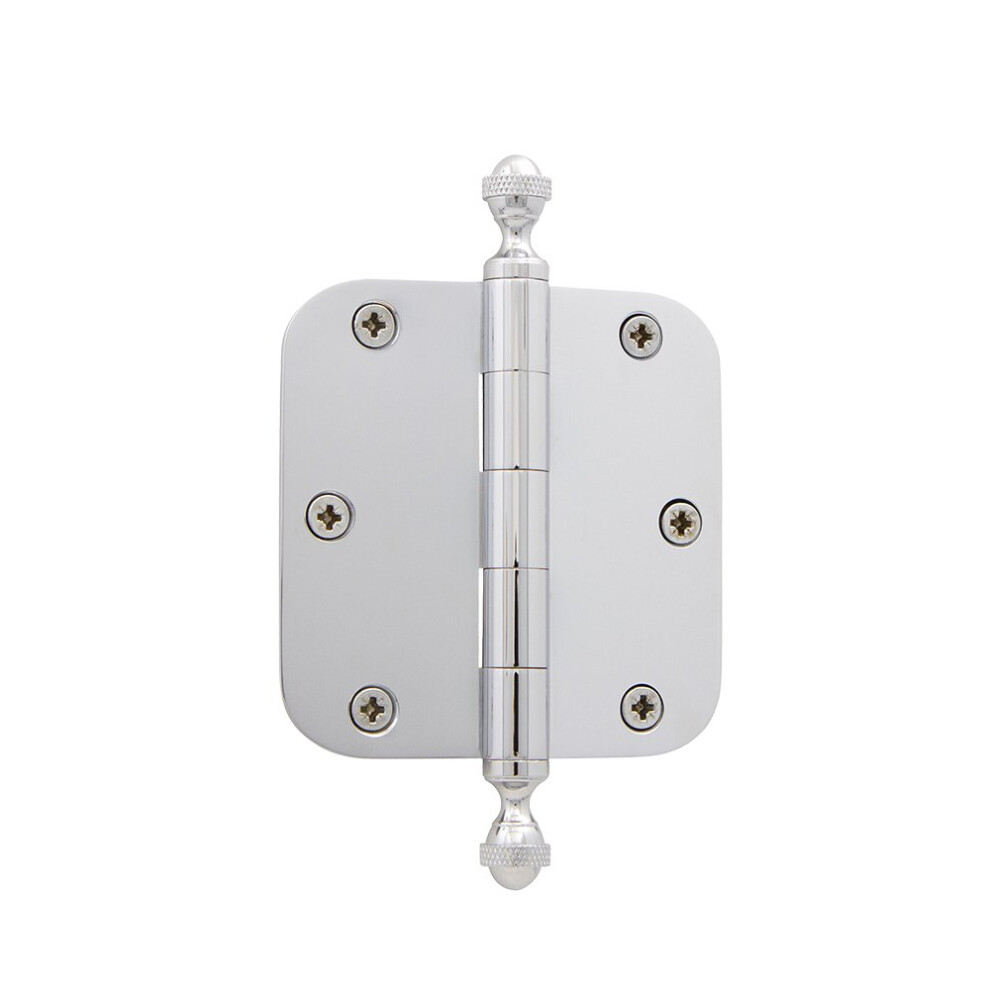 Grandeur Hardware 824305 3.5Acorn Tip Residential Hinge With 58Radius Corners In Bright Chrome 662972243054