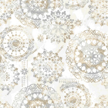 RoomMates RMK9122WP Tan and Gray Boho Medallion Peel and Stick Wallpaper 20.5"""" x 16.5 feet