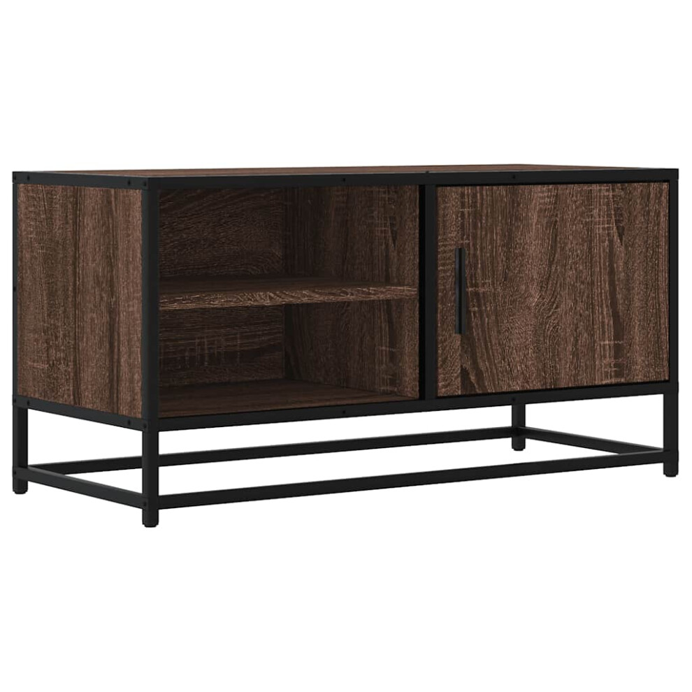TV Cabinet-TV Stand-Television Unit Brown Oak 80x34.5x40 cm Engineered Wood and Metal 593210