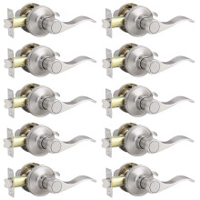 Knobonly 10 x Wave Style Door Levers Hall Closet Passage Handles Brushed Nickel Finish Handleset Stainless Steel